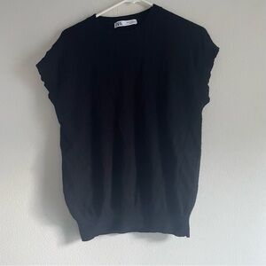 Zara black short sleeve 100% wool sweater
